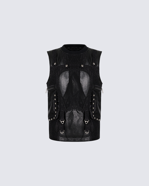 Cyberpunk Mesh Panel Utility Vest