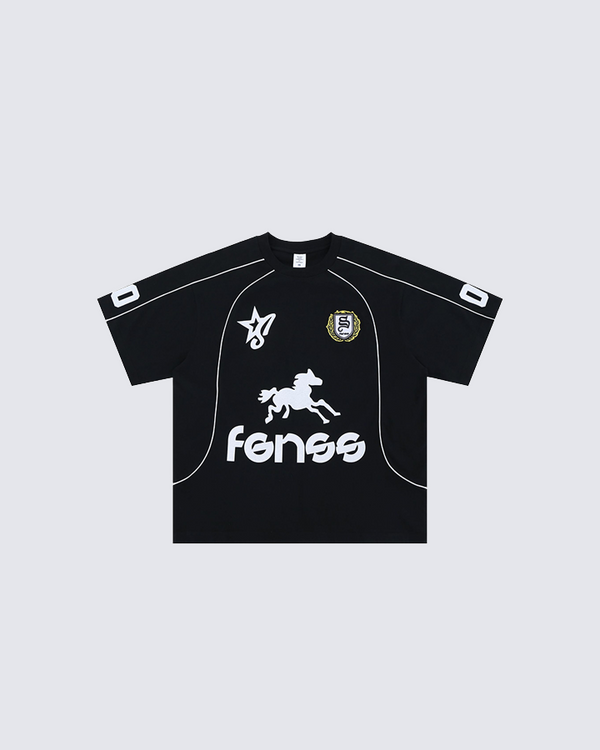 "fenss" Graphic Football-Inspired T-shirt - Black