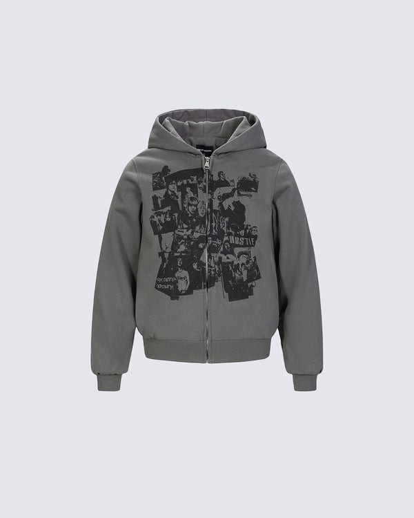Streetwear Rock Style Hoodie Jacket – Thickened Zip-Up Cardigan