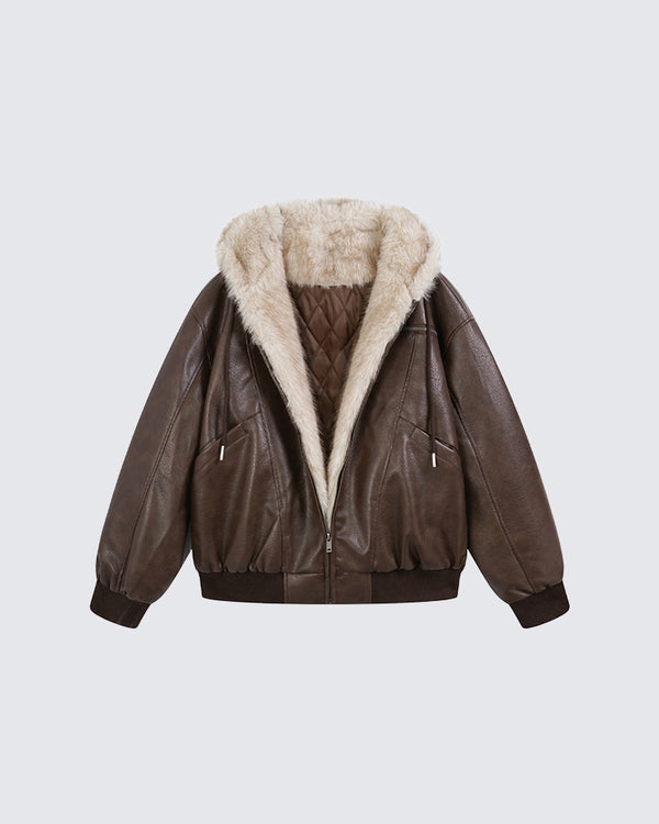 New American-Style Cool Faux Leather Jacket Coat