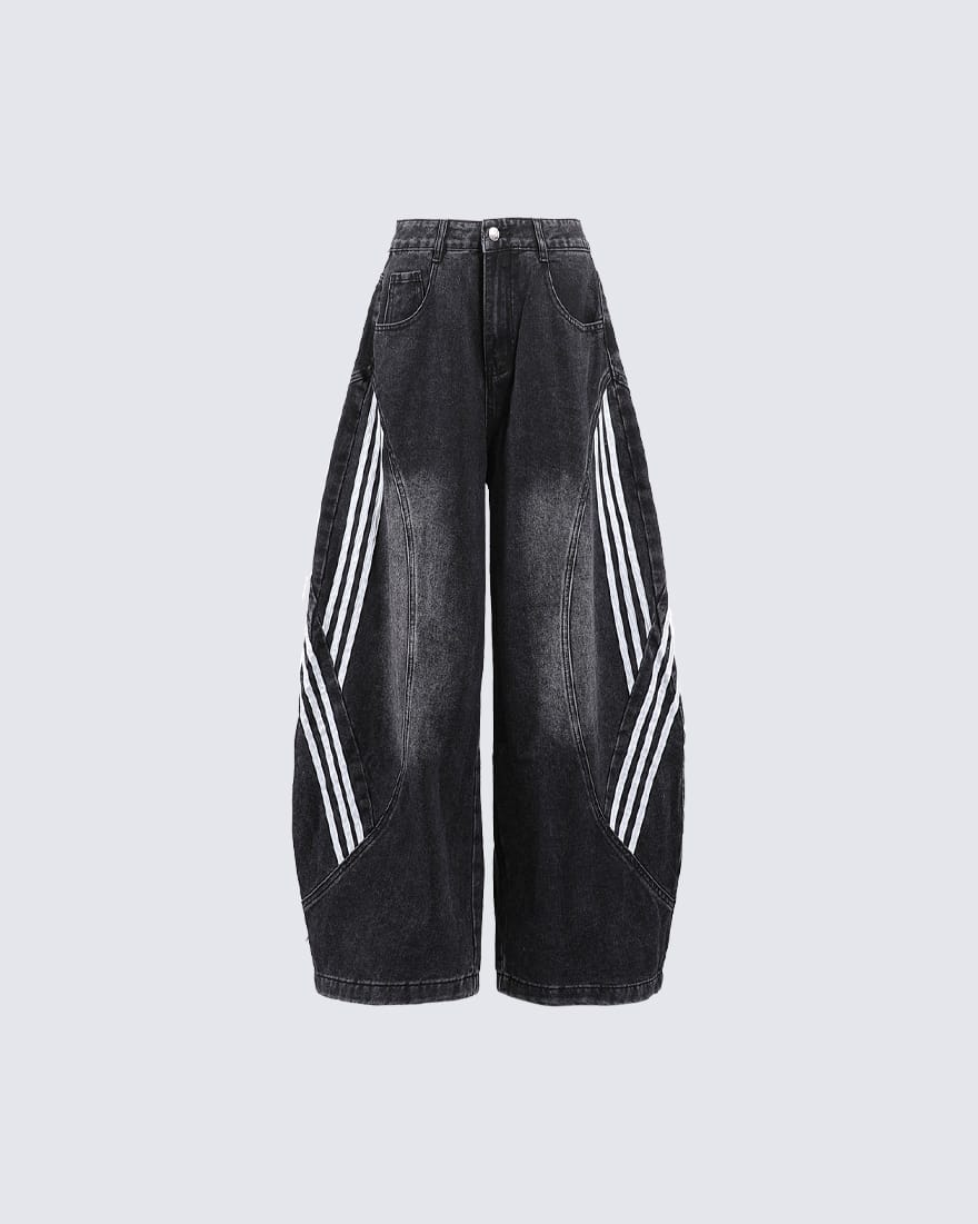 Washed Side Stripe Panel Denim Pants – KIIKIO