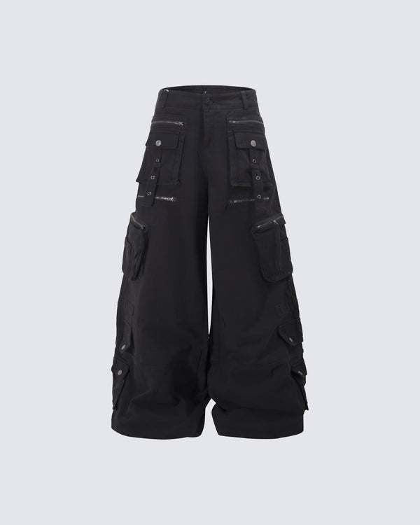 Retro Utility Wide-Leg Cargo Jeans