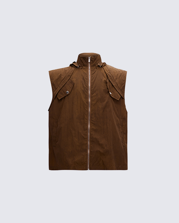 Unisex Sleeveless Jacket with Removable Hood