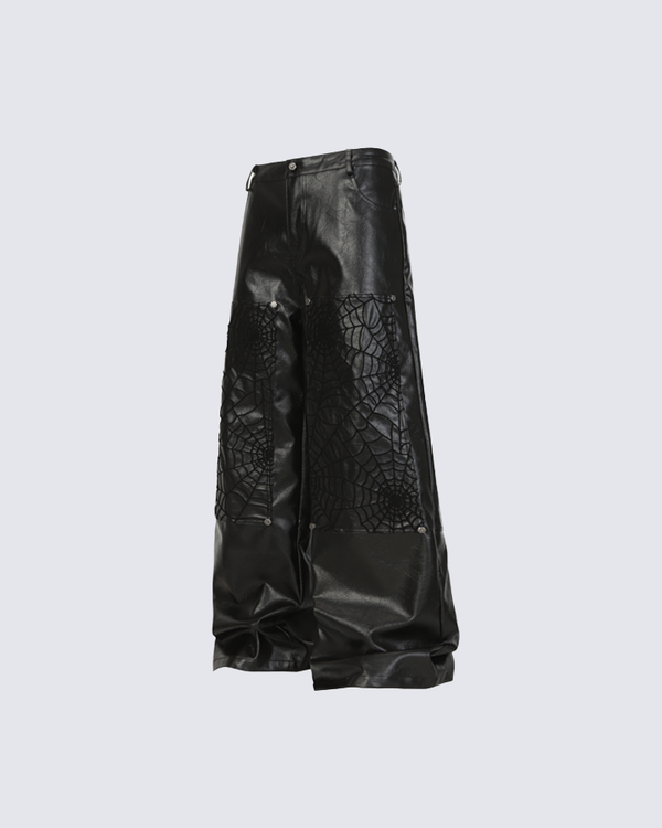 Wide-Leg Faux Leather Pants