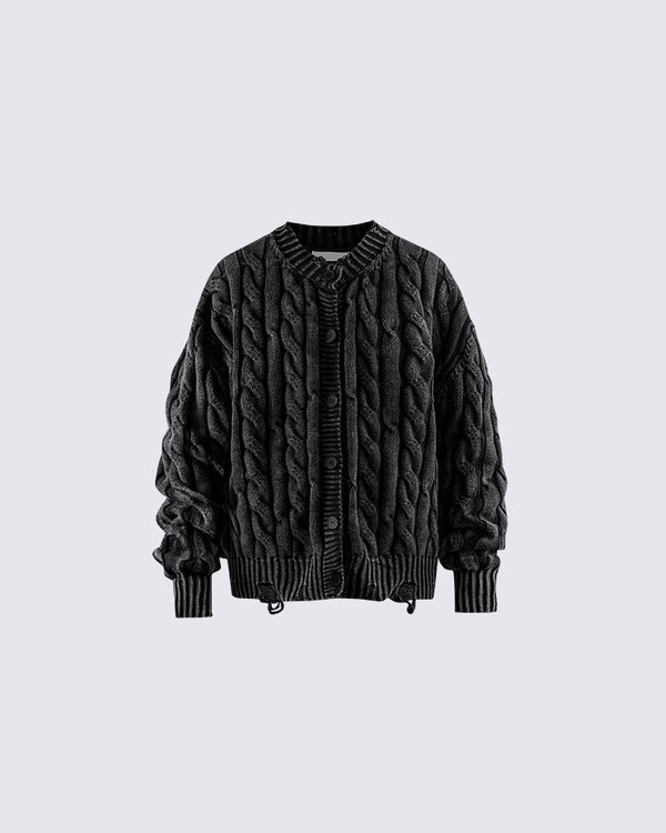 Autumn Winter New Cable Knit Button-Up Sweater