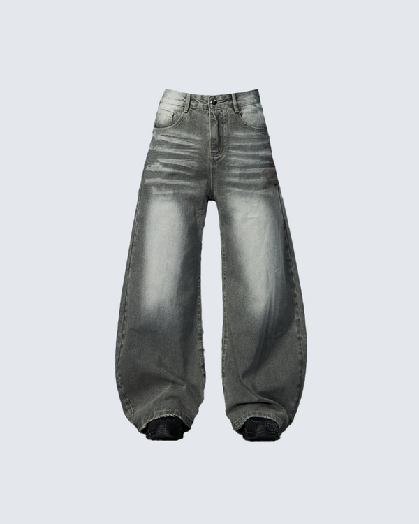 Loose-Fit Vintage Grey Denim Pants