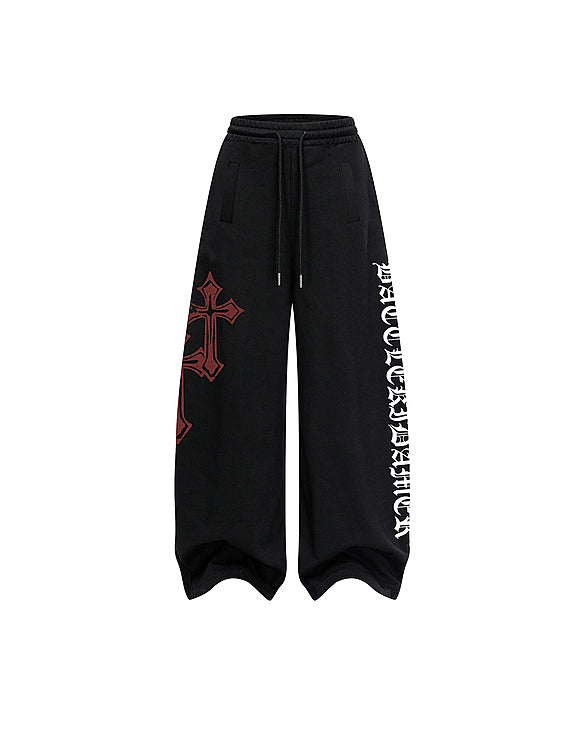Gothic Letter Cross Street Sweatpants