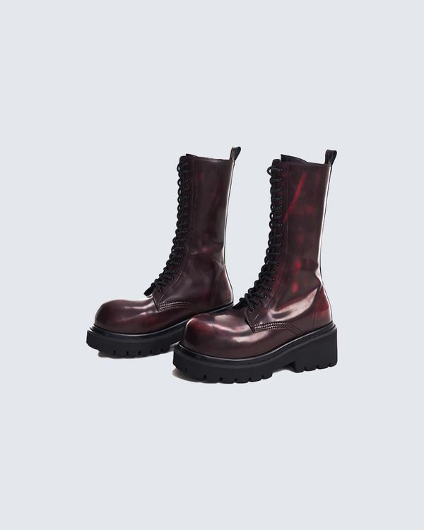 Gothic Blood Red Combat Boots