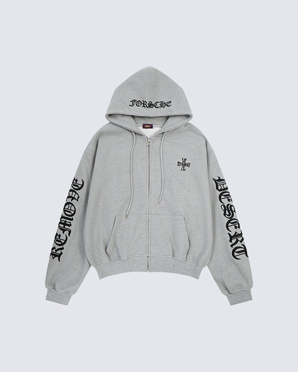 European-American Street Style Hooded Zip-Up Sweatshirt