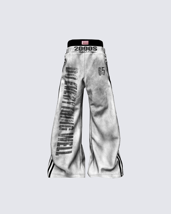 Washed Double Waist Vintage Street Loose Sweatpants