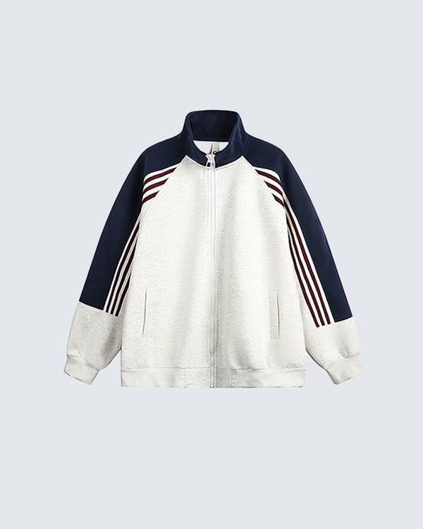 White Heather Grey and Navy Blue Sporty Jacket