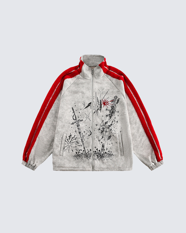 Graphic Print Contrast Stripe Zip Sportswear