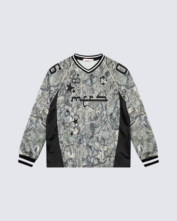 Camo Patch Varsity Jersey Sweatshirt