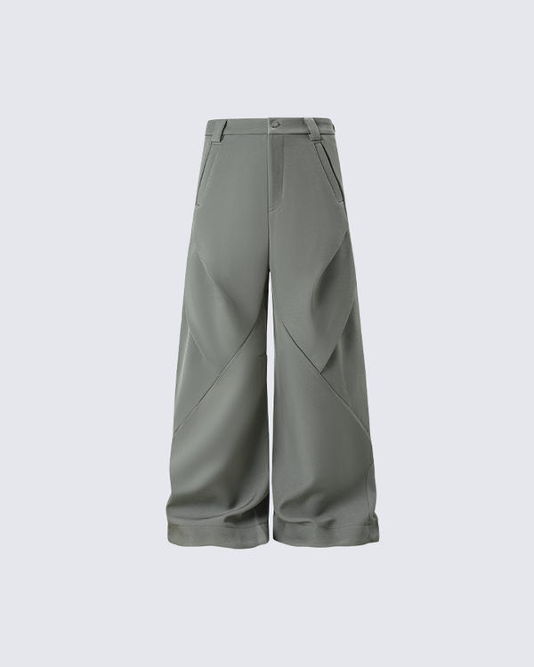 Architectural Pleated Wide-Leg Pants