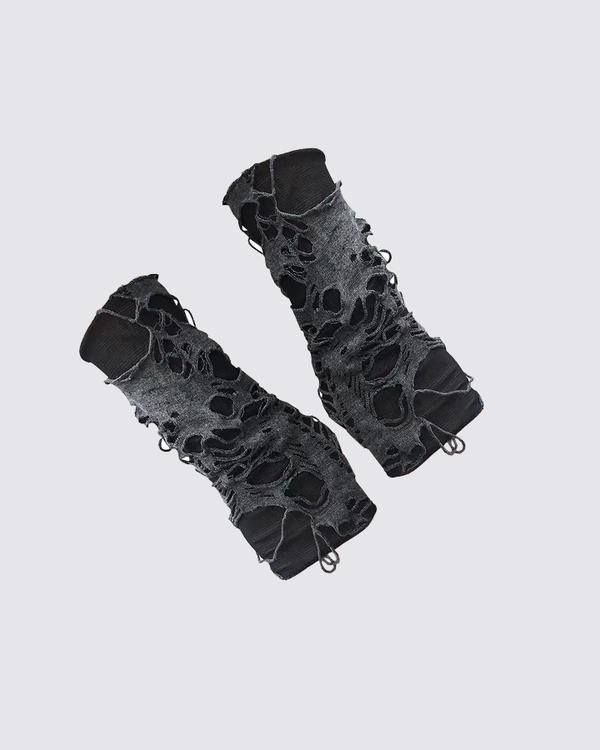 Gothic Ripped Fingerless Gloves
