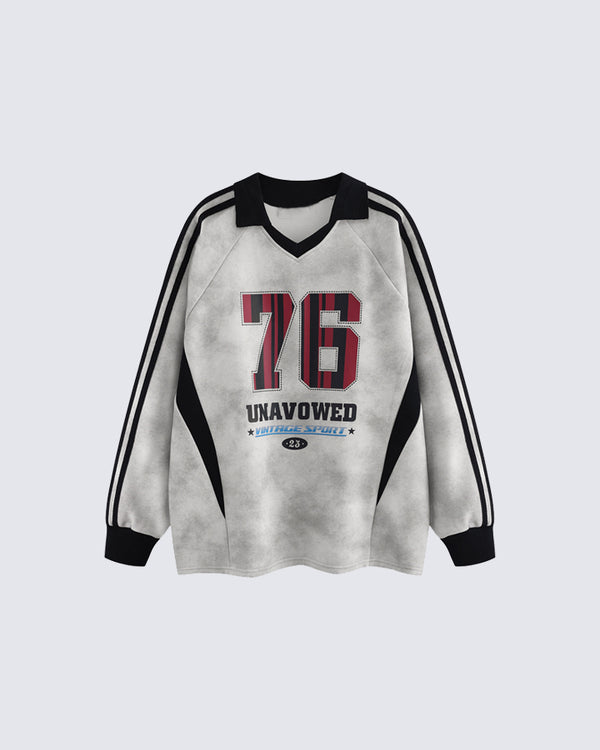 Vintage Print Sports Long-Sleeve