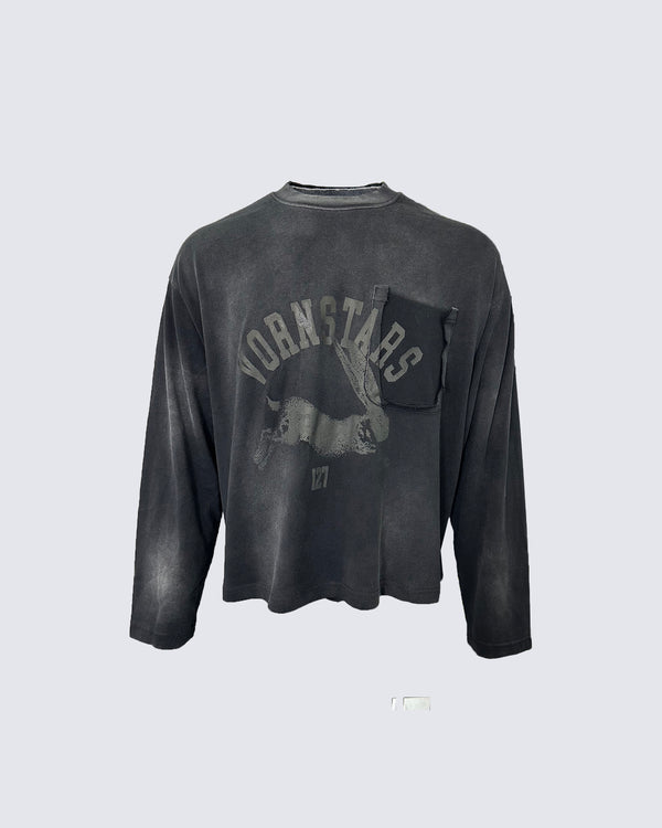 Graphic Distressed Long Sleeve T-Shirt