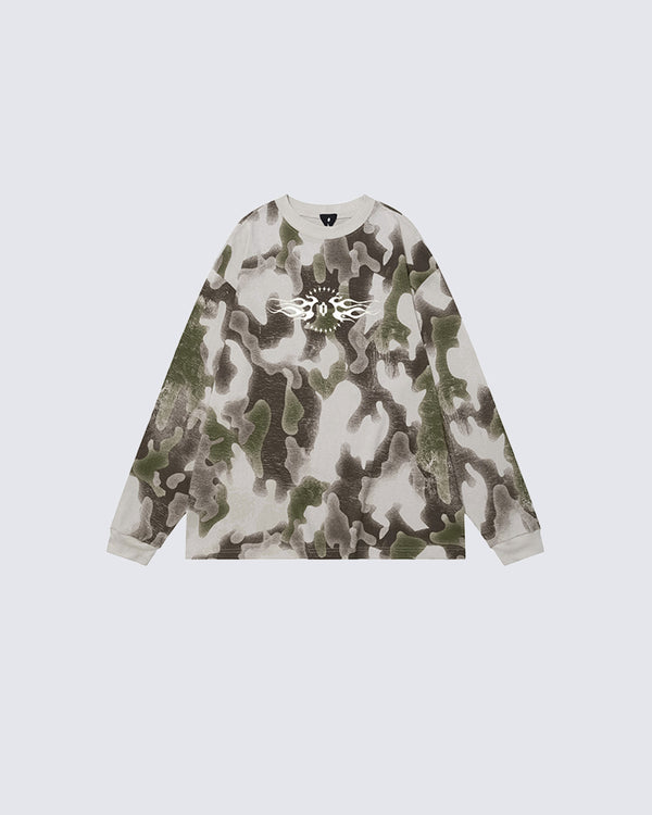 Vintage Streetwear Hand-Brushed Silk Screen Printed Long Sleeve