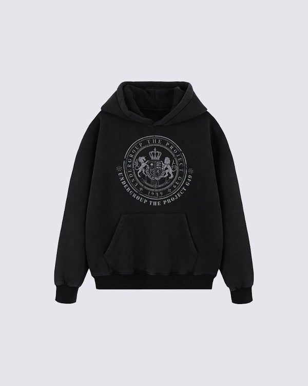 Vintage British Crest Print Hoodie