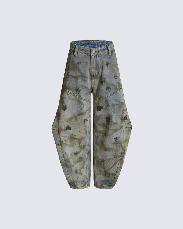 Washed Balloon Silhouette Jeans