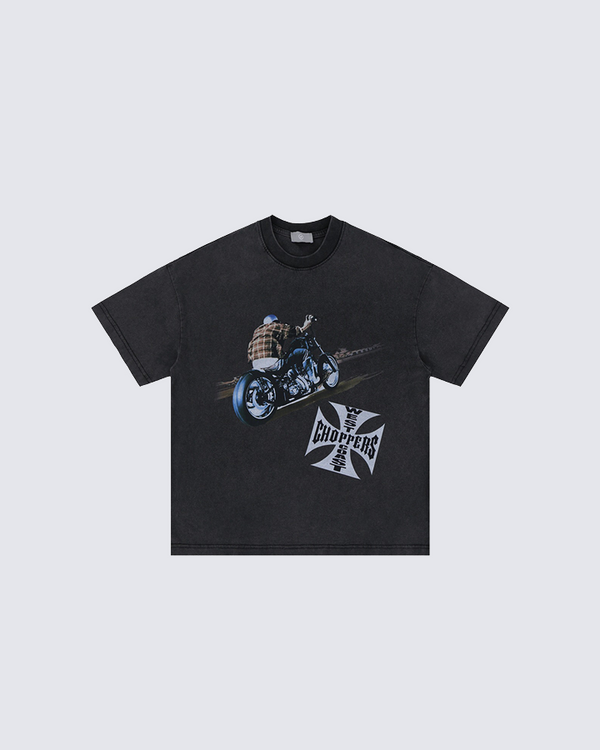 "West Choppers" Graphic Biker T-shirt - Black