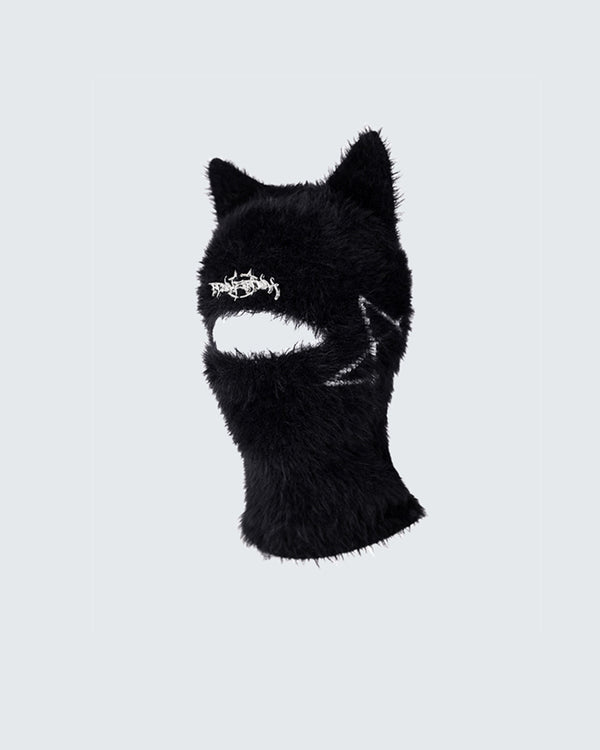 Black Furry Cat Ear Balaclava