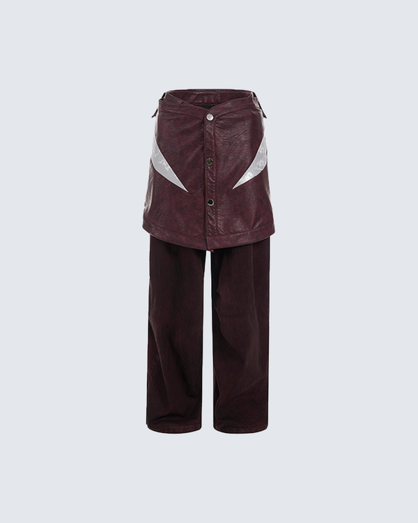 Cyberpunk Rust Red Layered Pants