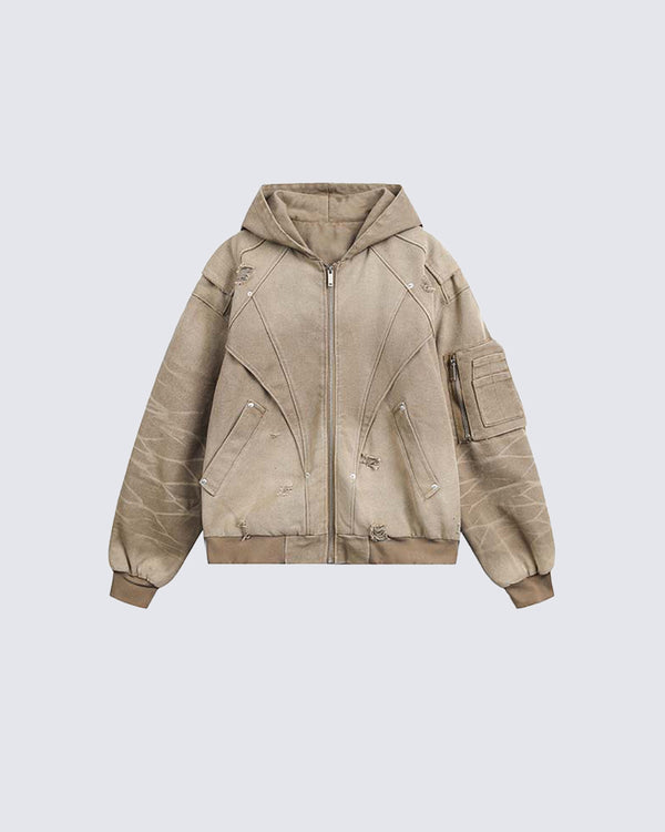 American Vintage Patchwork Washed Distressed Hoodie