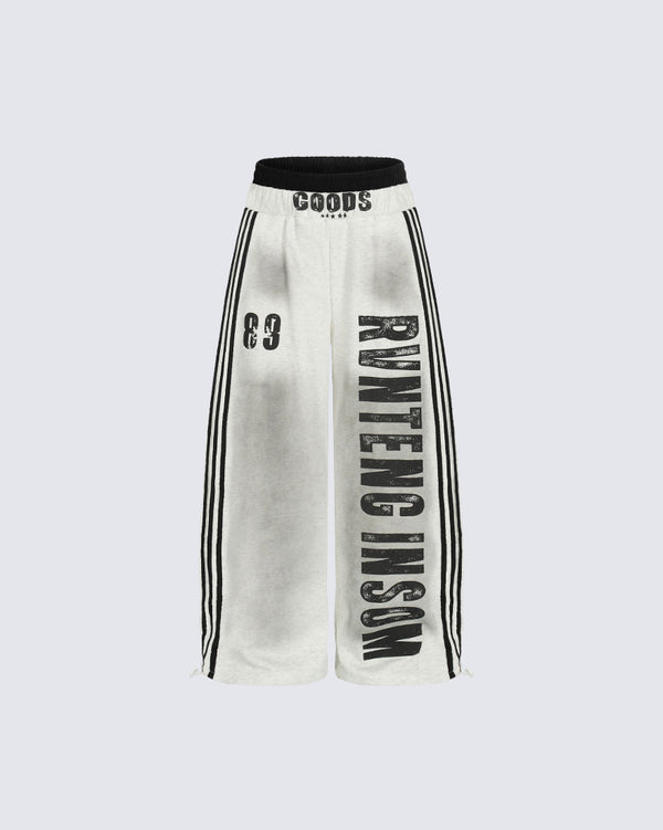 Washed Tie-Dye Letter Print Casual Pants