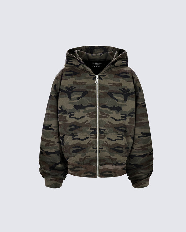 Camo Heavyweight Zip-Up Hoodie