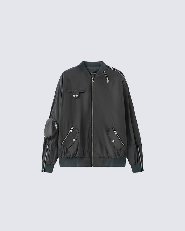 Multi-Pocket Utility Bomber Jacket
