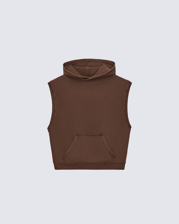 Sleeveless Washed Hoodie Tank Top