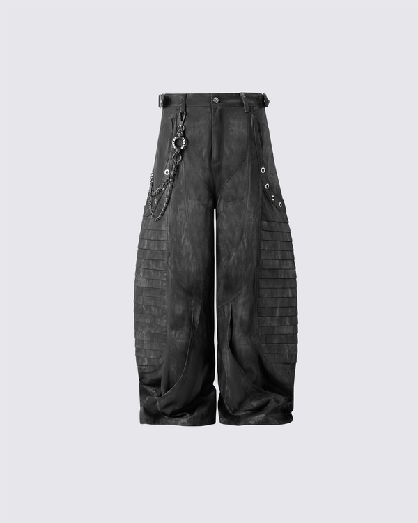 Black Techwear Wide-Leg Pants